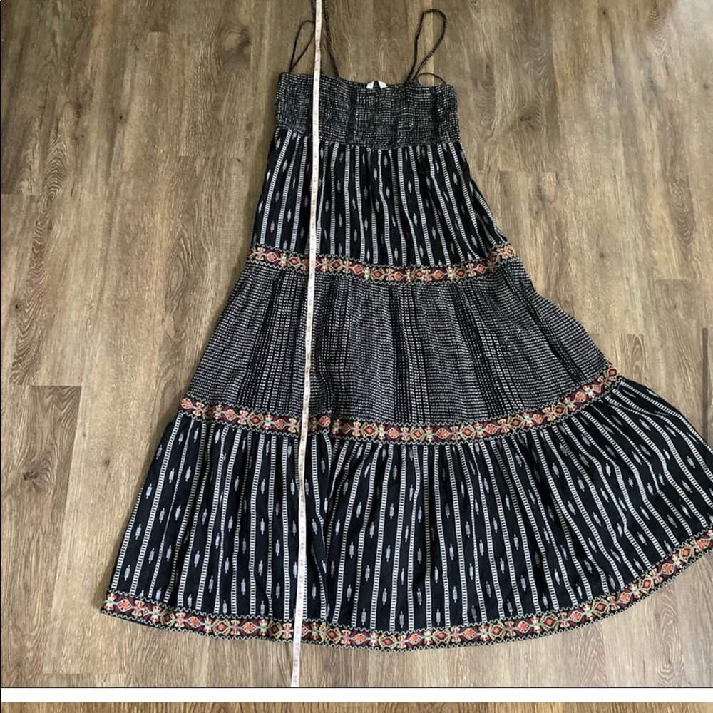 Zara Black Embroidered Beaded Boho Maxi Dress